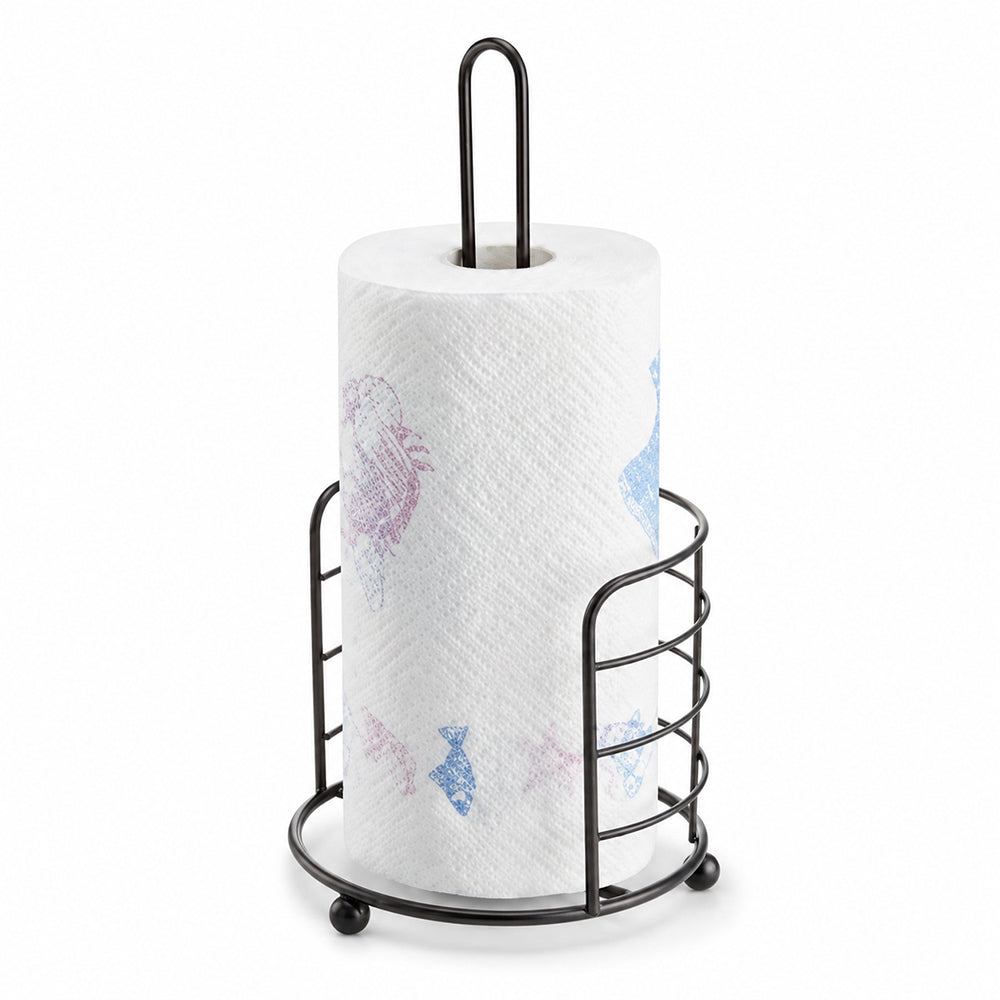 Black Countertop Paper Towel Holder with Freestanding Metal Stand