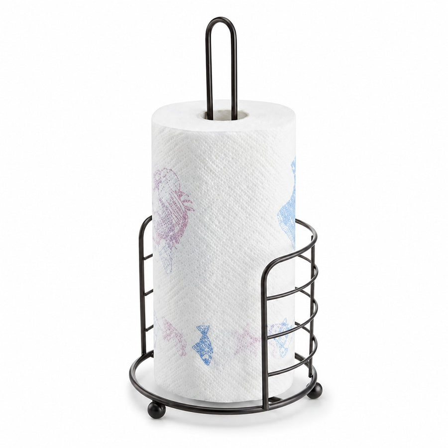 Black Countertop Paper Towel Holder with Freestanding Metal Stand