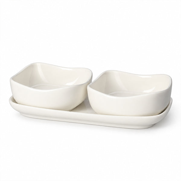 3-Piece White Porcelain Serving Tray Set