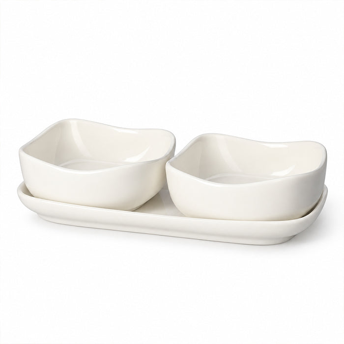 3-Piece White Porcelain Serving Tray Set