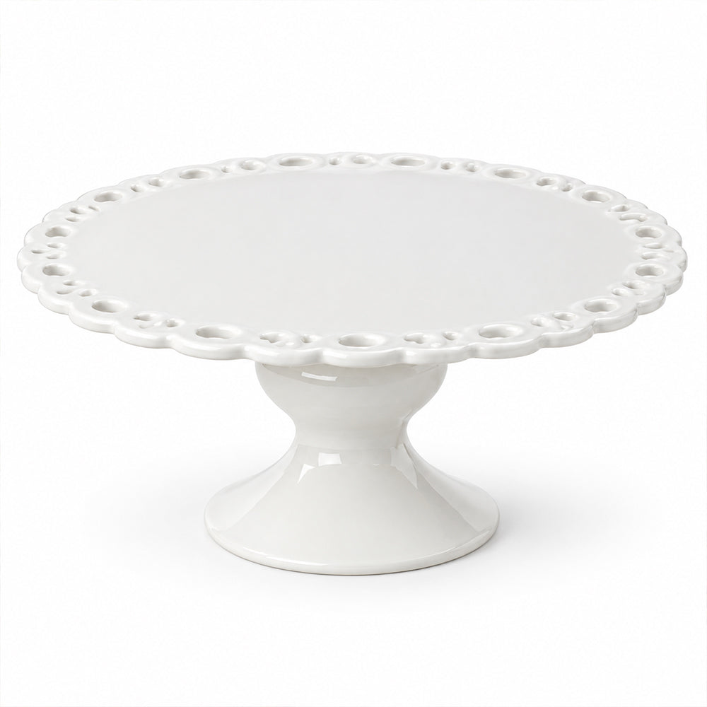 White Ceramic Pedestal Cake Stand - 30.4cm