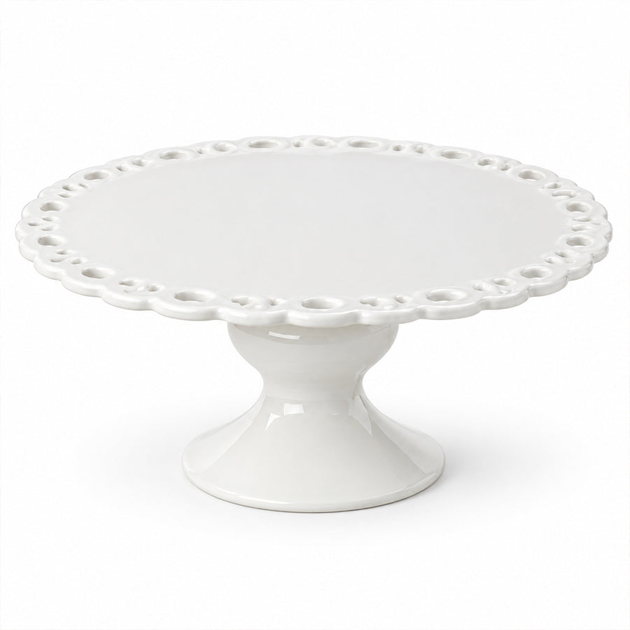 White Ceramic Pedestal Cake Stand - 30.4cm