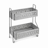 2-Tier Decorative Iron Storage Rack for Bathroom, Kitchen & Vanity - Silver