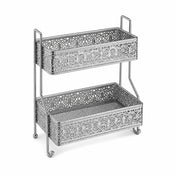 2-Tier Decorative Iron Storage Rack for Bathroom, Kitchen & Vanity - Silver
