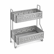 2-Tier Decorative Iron Storage Rack for Bathroom, Kitchen & Vanity - Silver