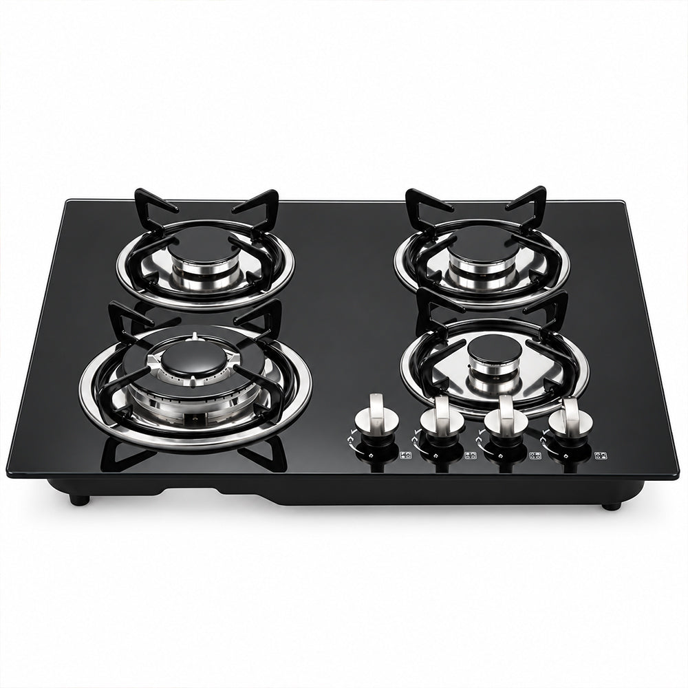 XMY Built-In Tempered Glass 4-Burner Gas Stove