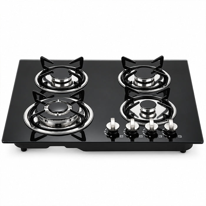 XMY Built-In Tempered Glass 4-Burner Gas Stove
