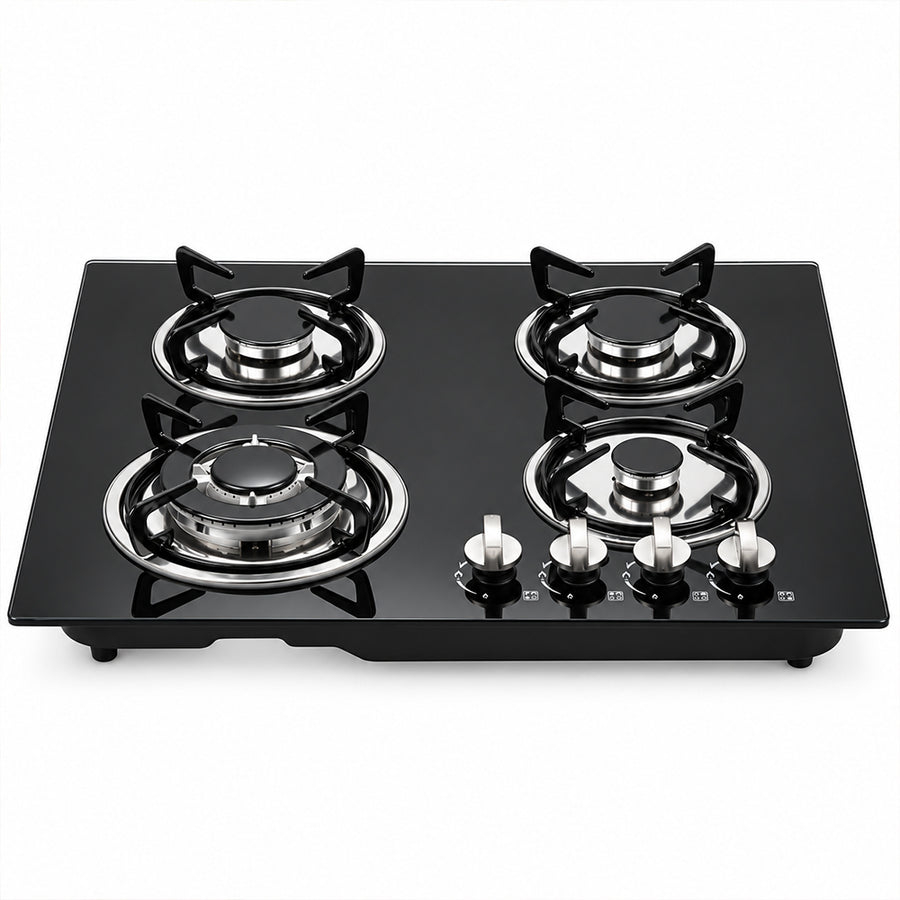 XMY Built-In Tempered Glass 4-Burner Gas Stove
