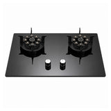 XMY 2-Burner Tempered Glass Built-In LPG Gas Hob - Black