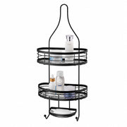 Hanging Iron Bathroom Storage Rack 2-Tier with Soap Holder - Black