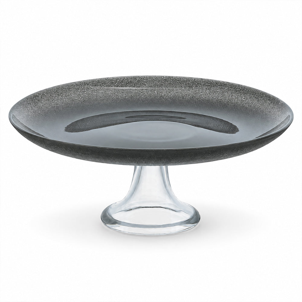 Smoky Grey Glass Pedestal Cake Stand - 28cm