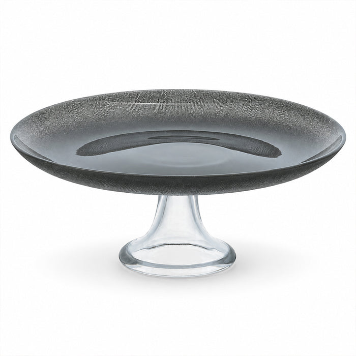 Smoky Grey Glass Pedestal Cake Stand - 28cm