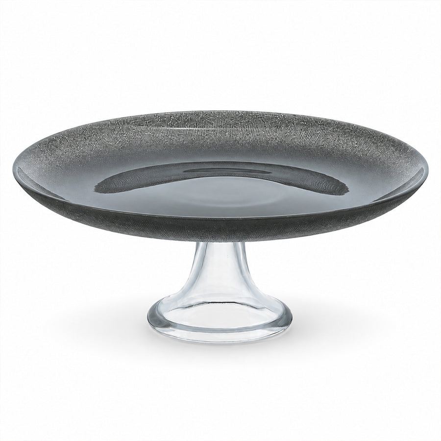 Smoky Grey Glass Pedestal Cake Stand - 28cm
