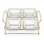 5-Piece Glass Serving Bowl Set with Metal Stand - 250ml