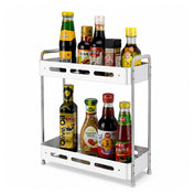 Aluminium 2-Tier Kitchen Storage Shelf & Seasoning Organizer Rack
