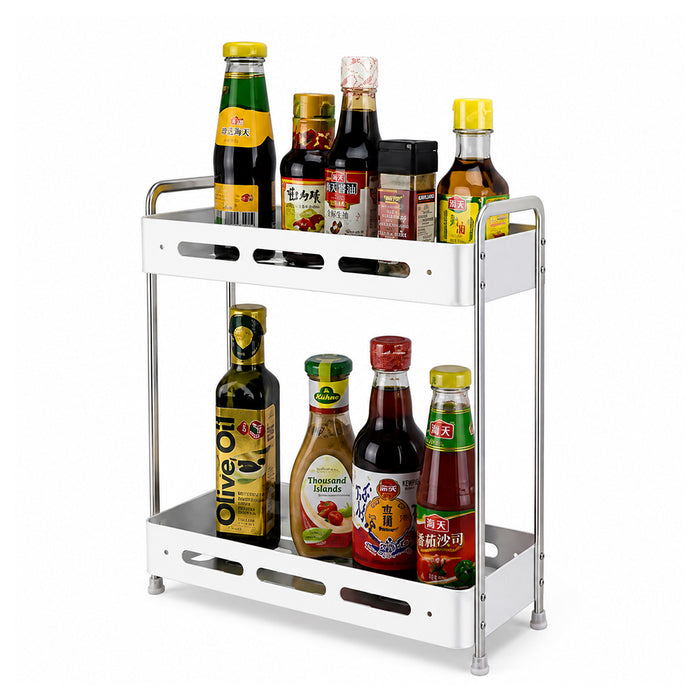 Aluminium 2-Tier Kitchen Storage Shelf & Seasoning Organizer Rack