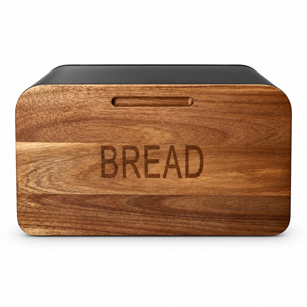 Stainless Steel Bread Bin with Wooden Lid 35.4cm