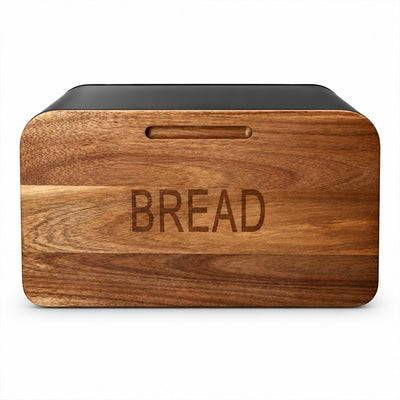 Stainless Steel Bread Bin with Wooden Lid 35.4cm