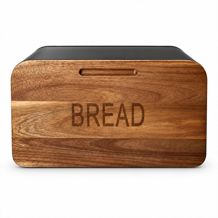 Stainless Steel Bread Bin with Wooden Lid 35.4cm