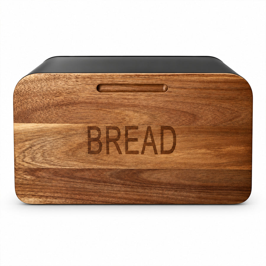 Stainless Steel Bread Bin with Wooden Lid 35.4cm