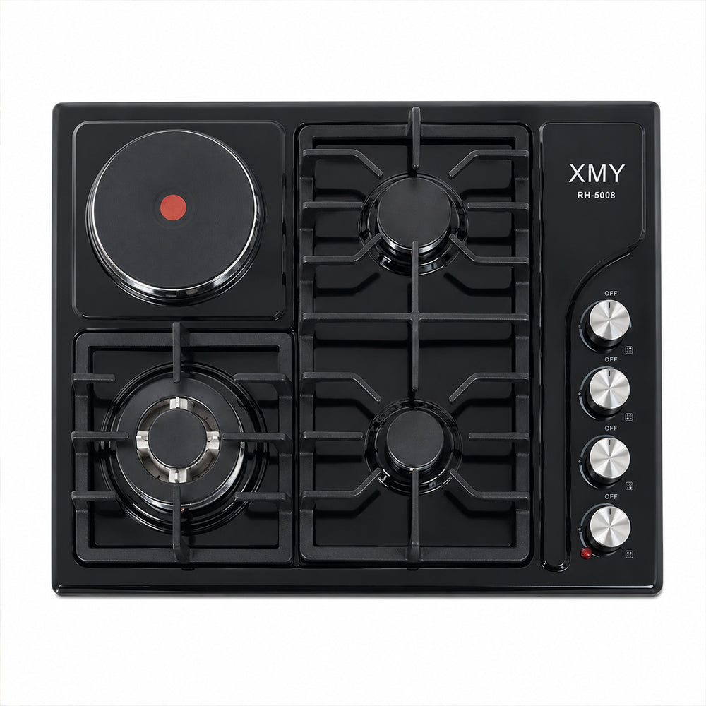 XMY 4-Zone Dual-Fuel Built-In Hob with 3 Gas Burners & 1 Electric Plate