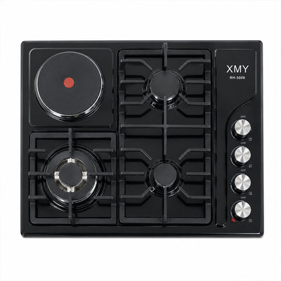XMY 4-Zone Dual-Fuel Built-In Hob with 3 Gas Burners & 1 Electric Plate
