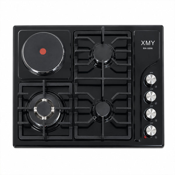 XMY 4-Zone Dual-Fuel Built-In Hob with 3 Gas Burners & 1 Electric Plate