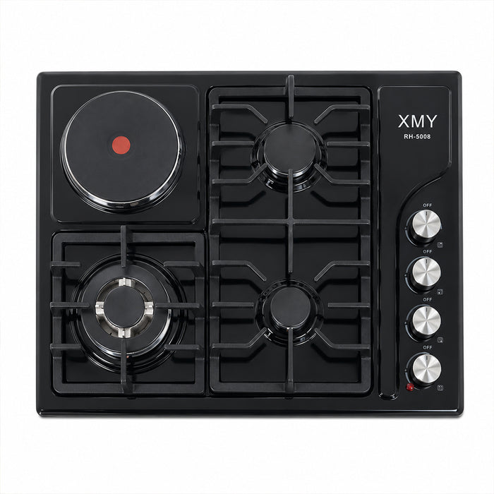 XMY 4-Zone Dual-Fuel Built-In Hob with 3 Gas Burners & 1 Electric Plate