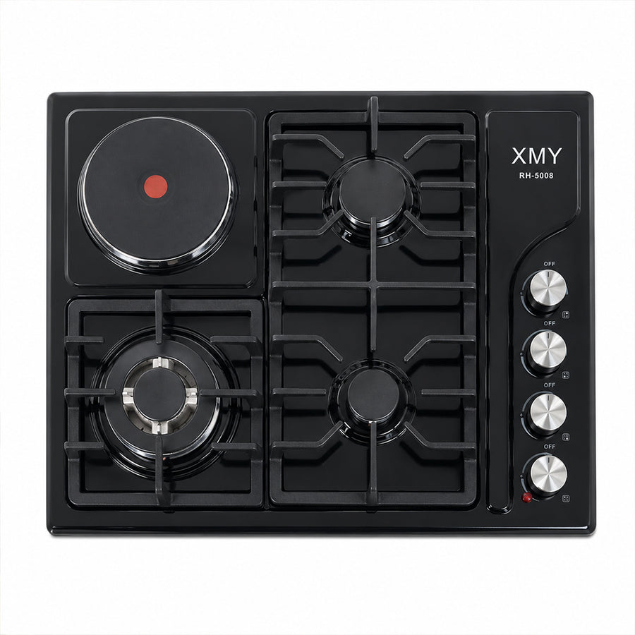 XMY 4-Zone Dual-Fuel Built-In Hob with 3 Gas Burners & 1 Electric Plate