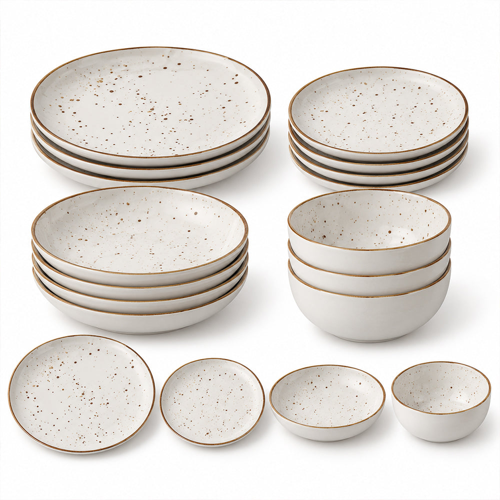 16-Piece Ivory Speckled Porcelain Dinnerware Set