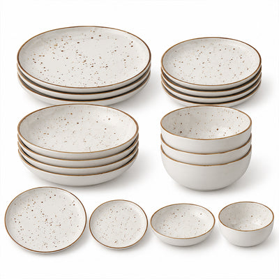 16-Piece Ivory Speckled Porcelain Dinnerware Set