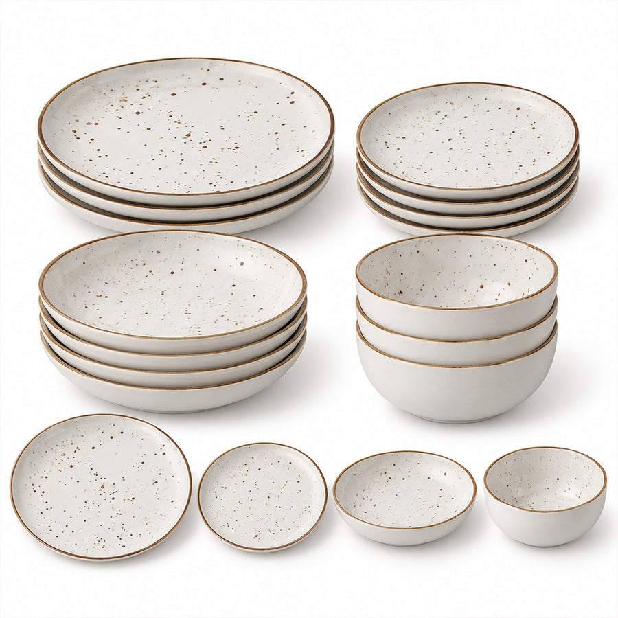 16-Piece Ivory Speckled Porcelain Dinnerware Set