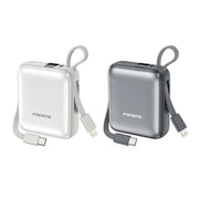 FONENG 10000mAh 22.5W Mini Fast Charging Power Bank with 2 Built-In Cables