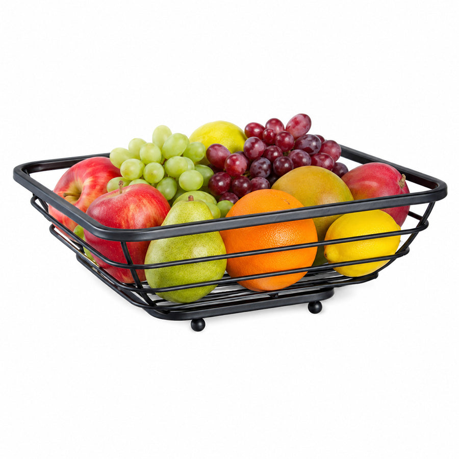 Rectangular Metal Fruit Basket for Kitchen Countertop - Black