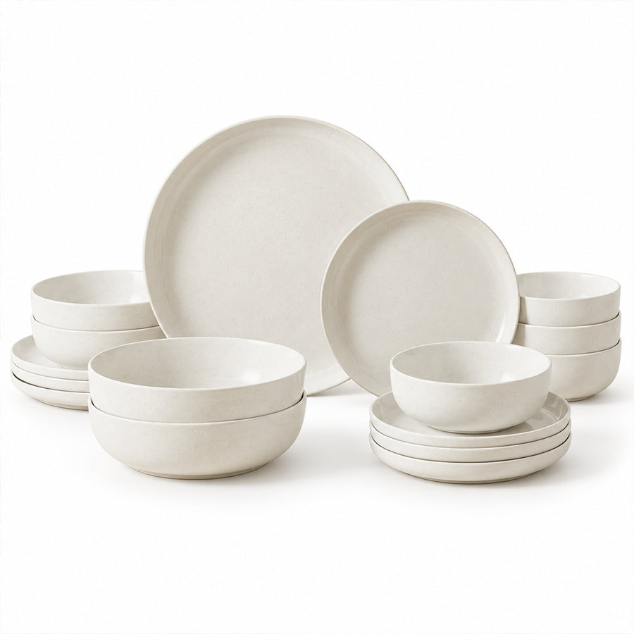 16-Piece Ivory Speckled Porcelain Dinnerware