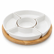 6-Piece Bamboo Lazy Susan Snack Platter Set - 22cm