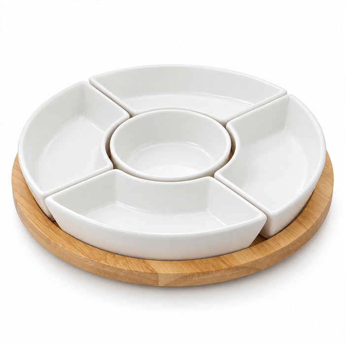 6-Piece Bamboo Lazy Susan Snack Platter Set - 22cm