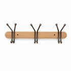 Wood & Iron 3-Hook Wall Coat Rack for Keys, Bags & Towels