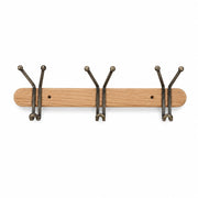 Wood & Iron 3-Hook Wall Coat Rack for Keys, Bags & Towels