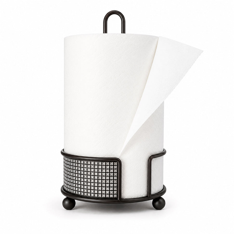 Countertop Paper Towel Holder with Decorative Metal Base - Black