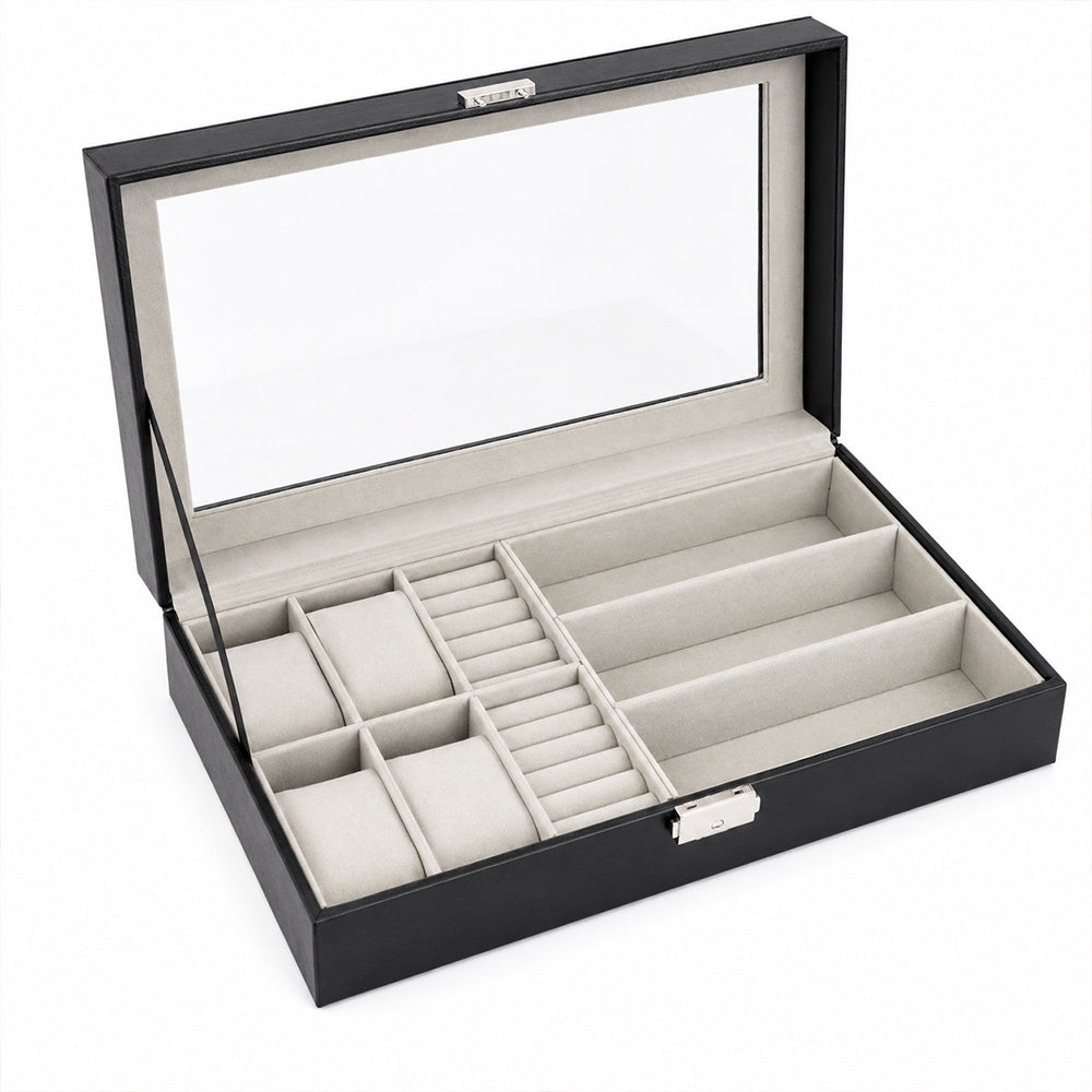 Jewellery, Watch & Sunglasses Storage Display Box with Glass Lid