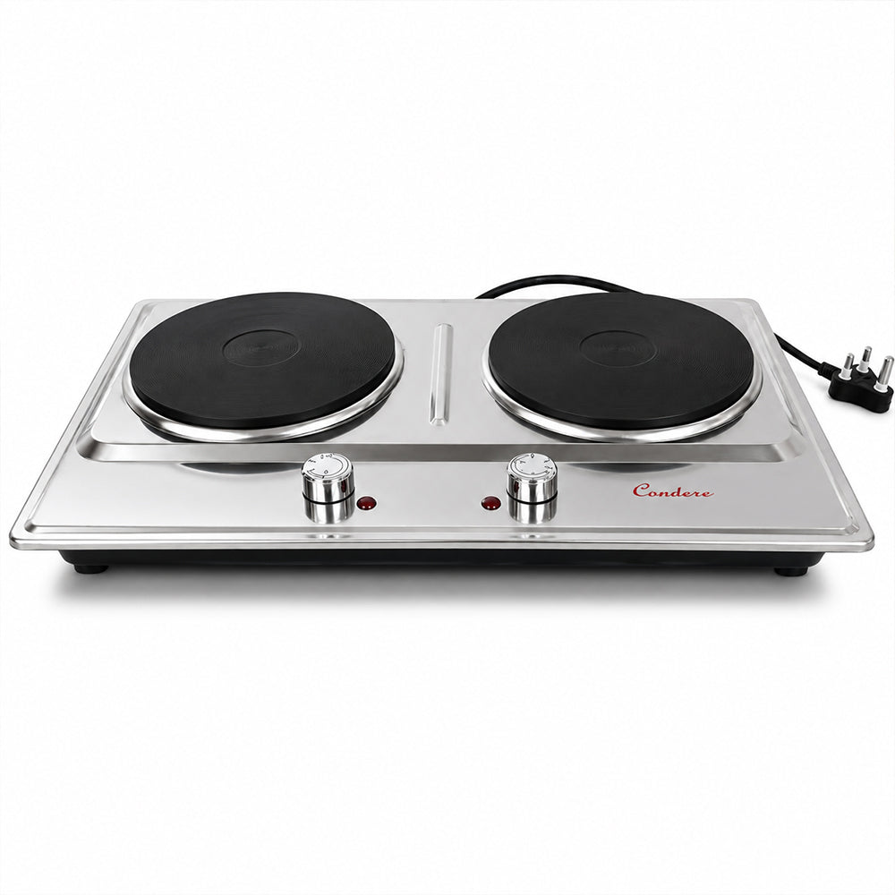 Condere Double Hot Plate Electric Stove with Adjustable Heat Controls