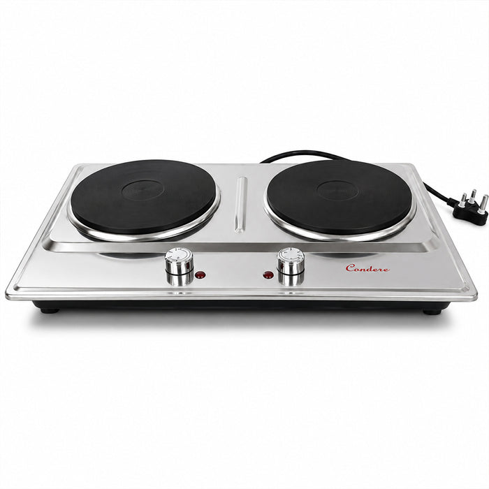 Condere Double Hot Plate Electric Stove with Adjustable Heat Controls