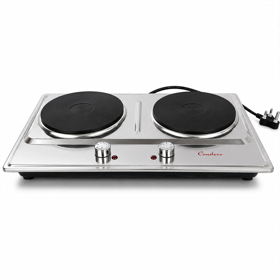 Condere Double Hot Plate Electric Stove with Adjustable Heat Controls