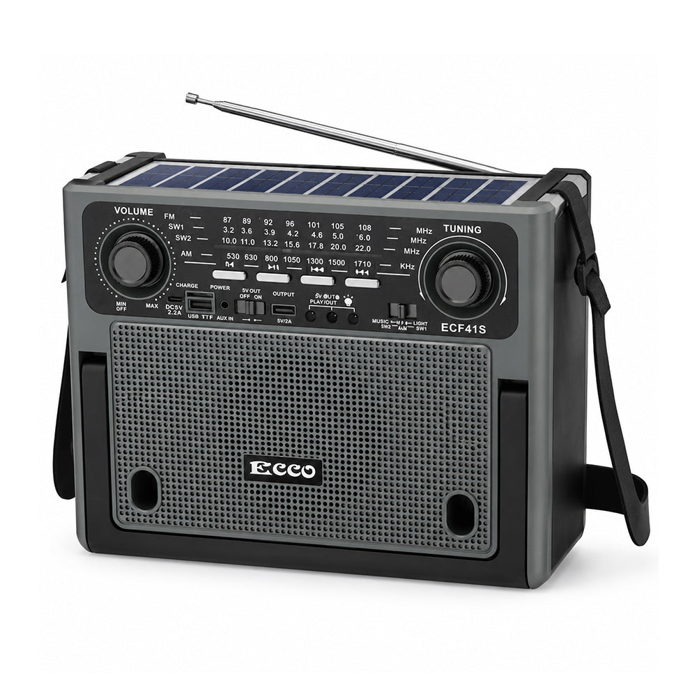 Solar Rechargeable Bluetooth Radio Speaker with LED Bulbs & USB Player