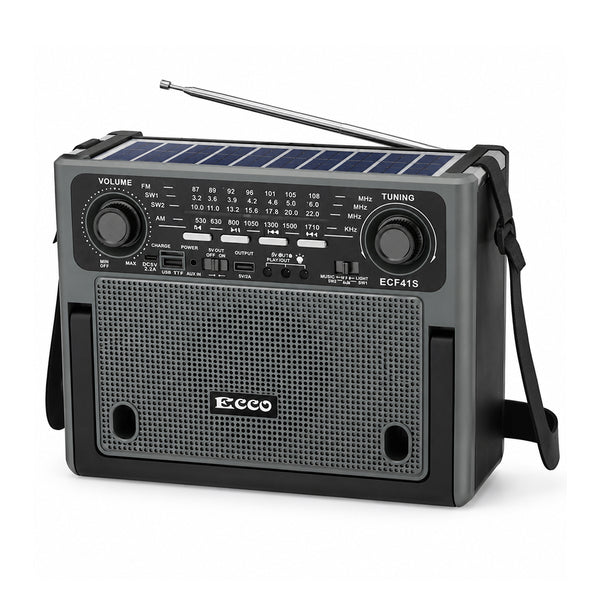 Solar Rechargeable Bluetooth Radio Speaker with LED Bulbs & USB Player