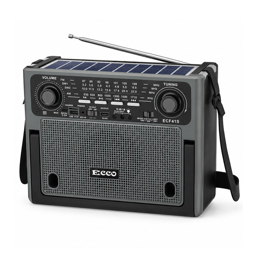 Solar Rechargeable Bluetooth Radio Speaker with LED Bulbs & USB Player