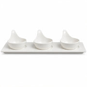 4-Piece White Porcelain Condiment Serving Set