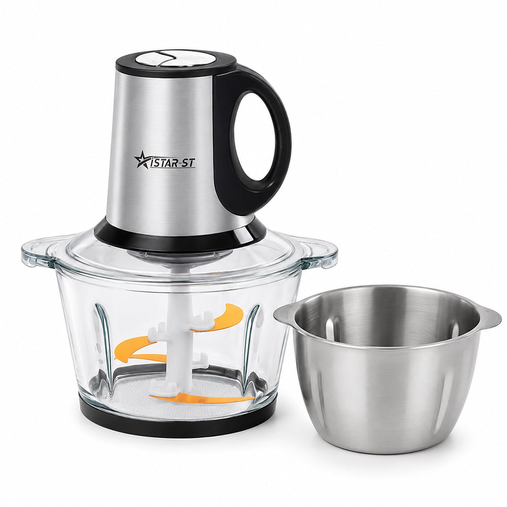 iStar-ST 3L Electric Food Chopper & Meat Grinder with Glass and Stainless Steel Bowls