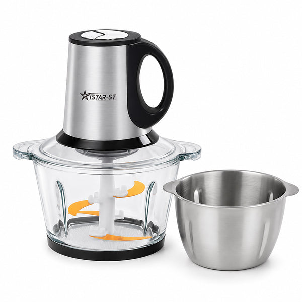 iStar-ST 3L Electric Food Chopper & Meat Grinder with Glass and Stainless Steel Bowls